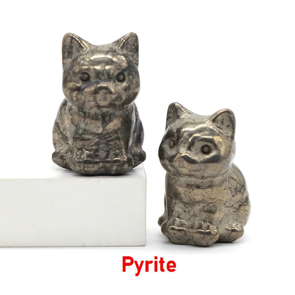 30mm Niedliche Katzenstatue Naturstein Kristall Handgeschnitzt Heilendes Tierfigur Reiki Edelstein Handwerk Heimdekoration Feiertagsgeschenk