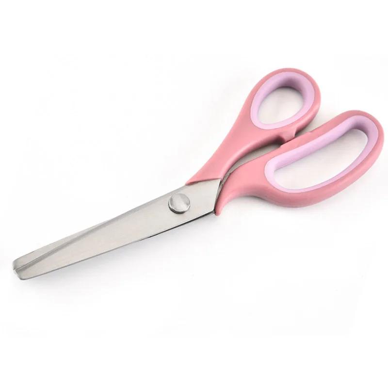 Sewing Zigzag Scissors Tailor 2CR13 Stainless Steel PP+TPR Handle Triangular For Fabric Needlework Cutting Dressmaker Shears