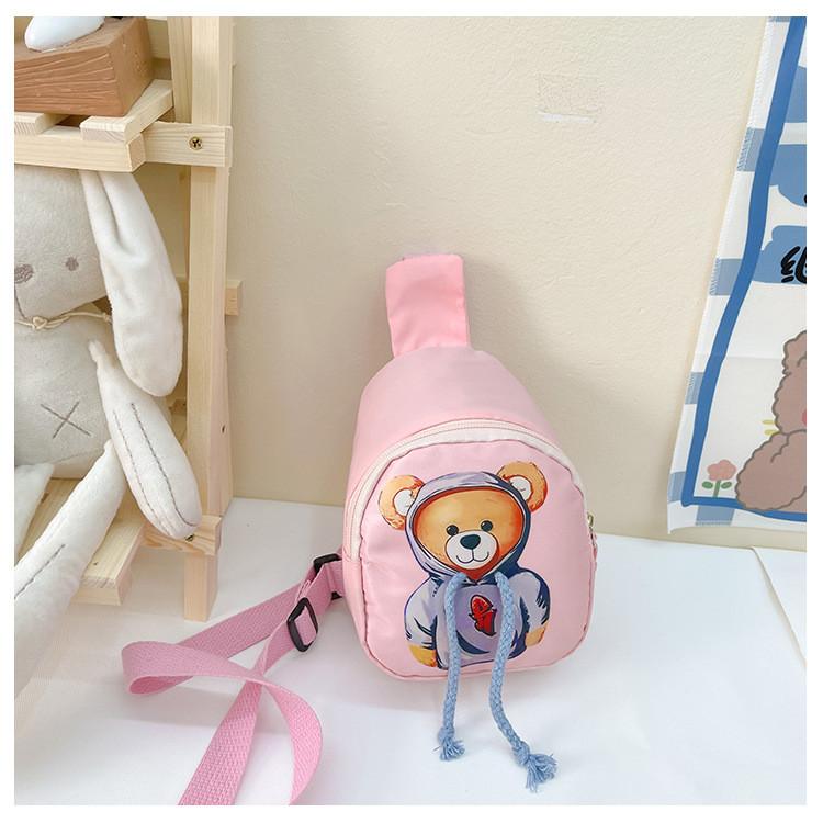 Hoodie Cartoon Teddy Bear Pattern Children Travel Shoulder Bag Oxford Material