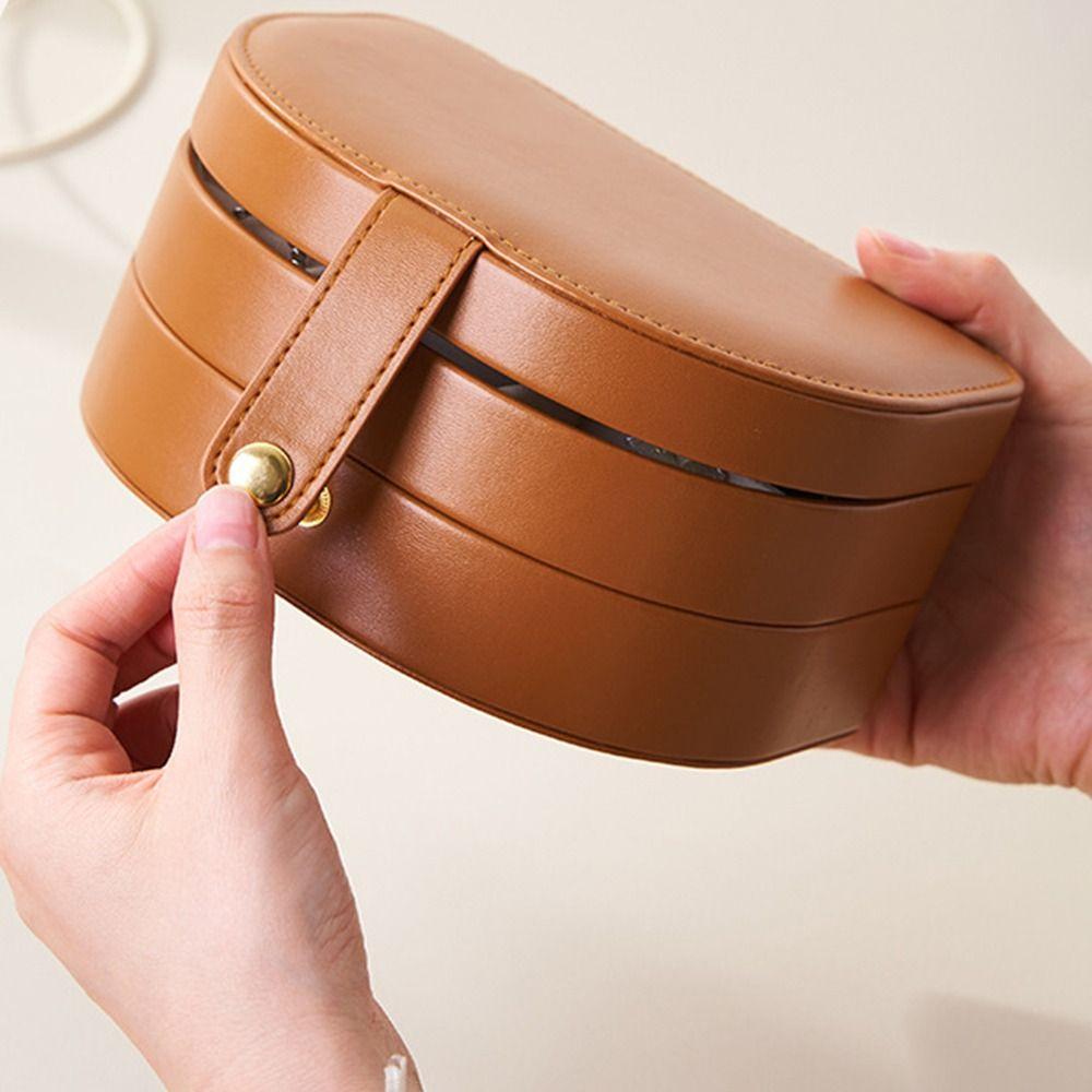 Exquisite Ring Earrings Storage Box PU Leather Necklace Organizer Multi-layered Jewelry Box  Women