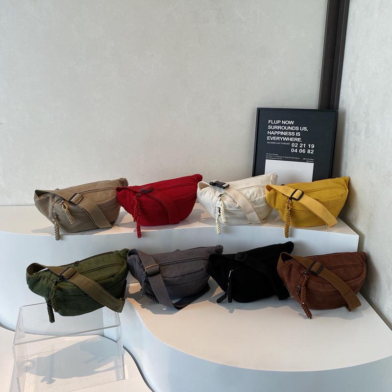 Trendy Women's Corduroy Crossbody Bag - Large, Simple Solid Color Shoulder Bag