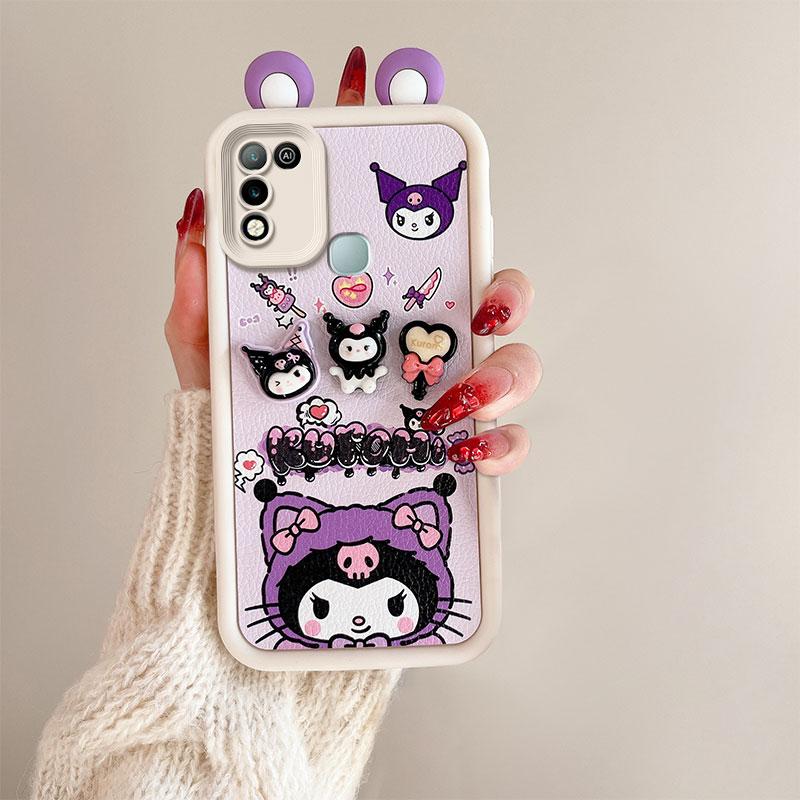 KEYSION Cute Ear 3D Cartoon Case for Infinix Hot 11 Play with Bracelet Soft Silicone Shockproof Phone Cover for Infinix Hot 10 9 Play