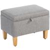 16L Linen Storage Ottoman Padded Footstool With Rubberwood Legs For Storage Box Bed End Shoe Bench Seating Light Grey