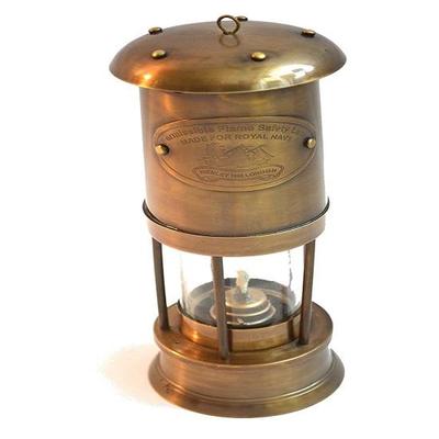 22.86cm Nautical Antique Vintage Style Brass Glass Marine Miner Ship Lantern Oil Lamp