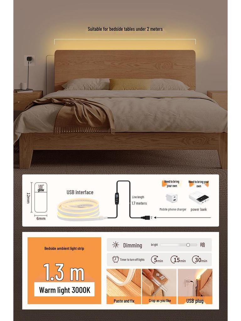 Remote-Controlled Night Light Strip for Eye Protection and Bedroom Ambience