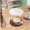 Wax Melt Warmer With Wood Base Candle Holder Large Capacity Essential Oil Burners For Aromatherapies And Relaxation