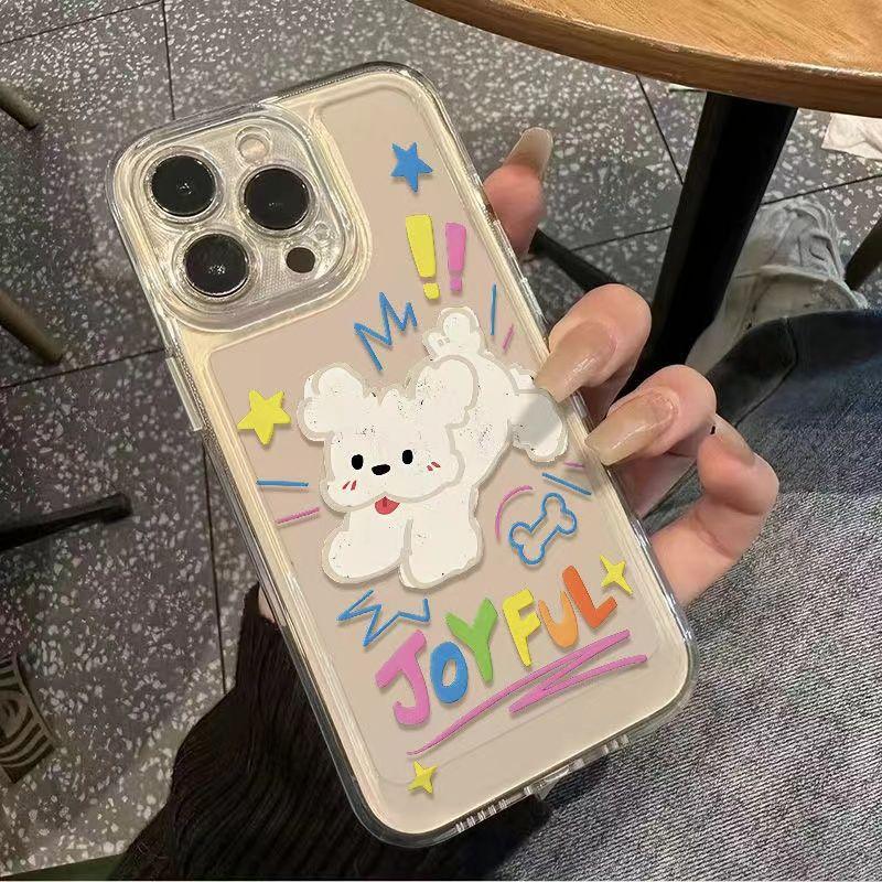 Applicable to Apple 11 soft case mobile phone case letter little white dog 11/11promax cartoon xs/xr transparent 1p