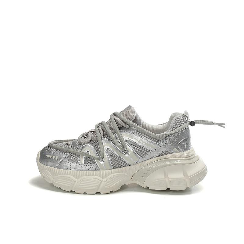 

Модные повседневные женские фитнес-туфли универсальные с толстой подошвой из сетчатой ткани с дышащей подошвой модные толстые подошвы из сетчатой ткани с дышащей подошвой увеличивающие рост теннисные туфли 40 серый