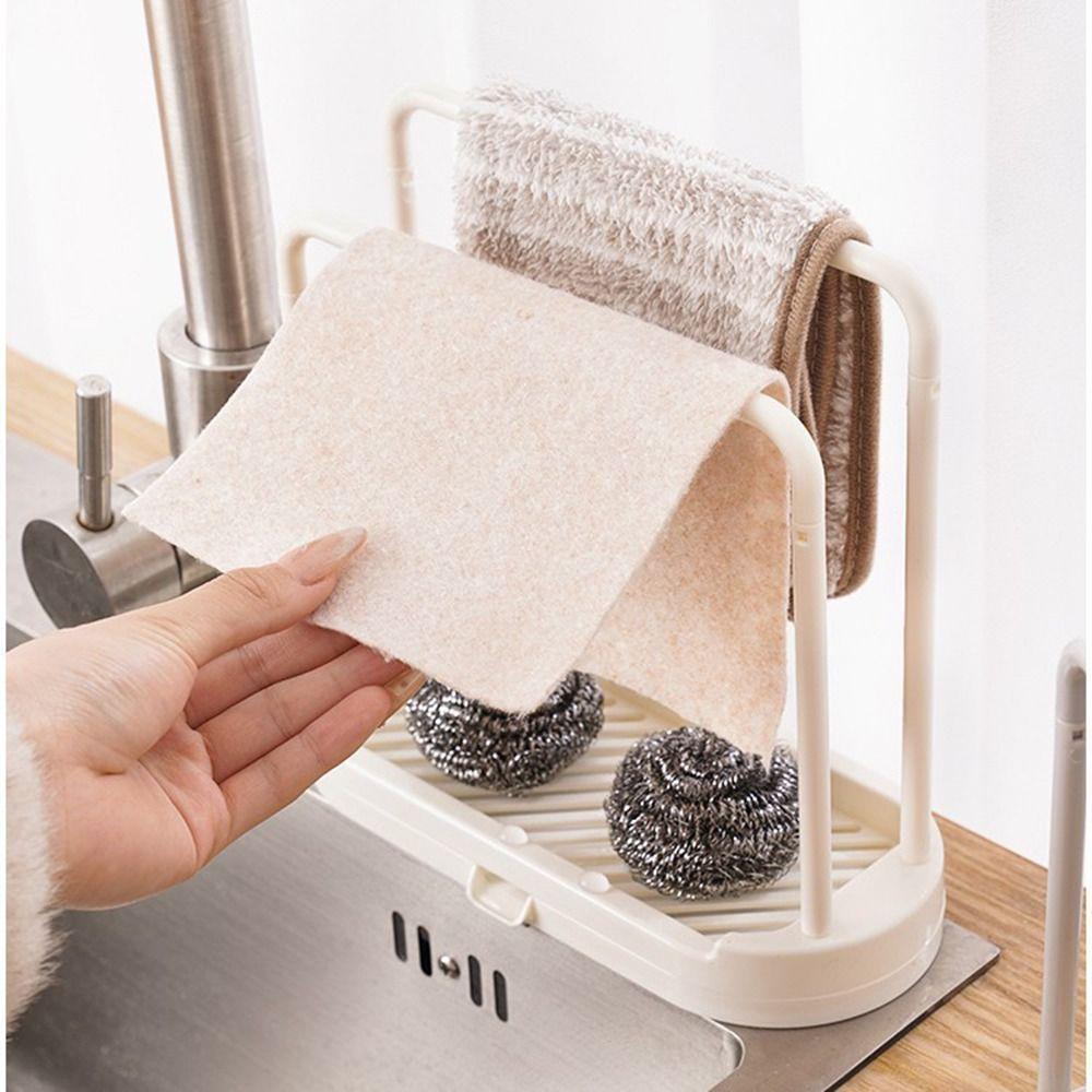 Detachable Kitchen Dishcloth Holder Double-Layer Hollow Design Countertop Rag Hanger Multifunctional Easy To Clean