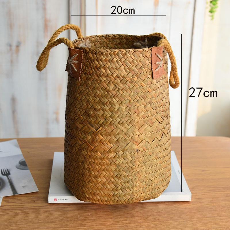 Nordic Seagrass Woven Flower Basket with Handle for Dried Flowers and Ornaments