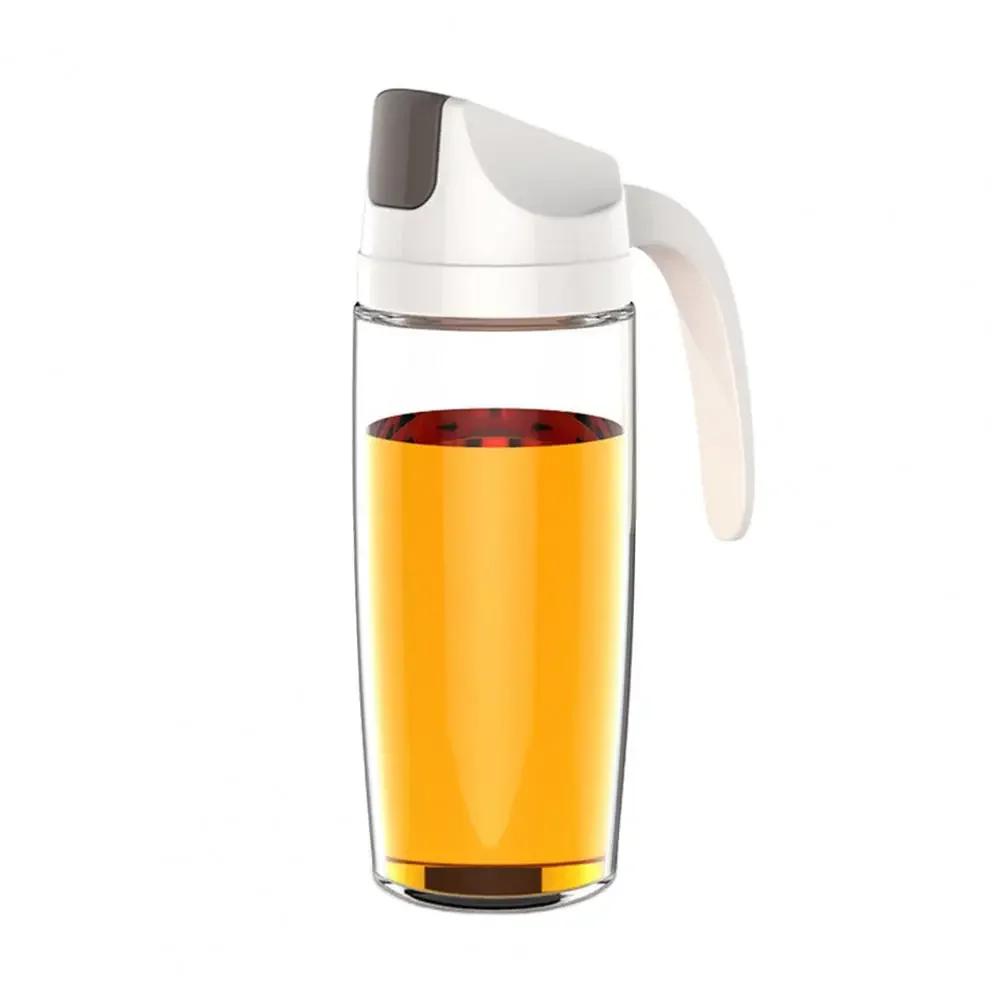 Leakproof Glass Oil Bottle Can Automatic Opening Seasoning Dispenser with Handle