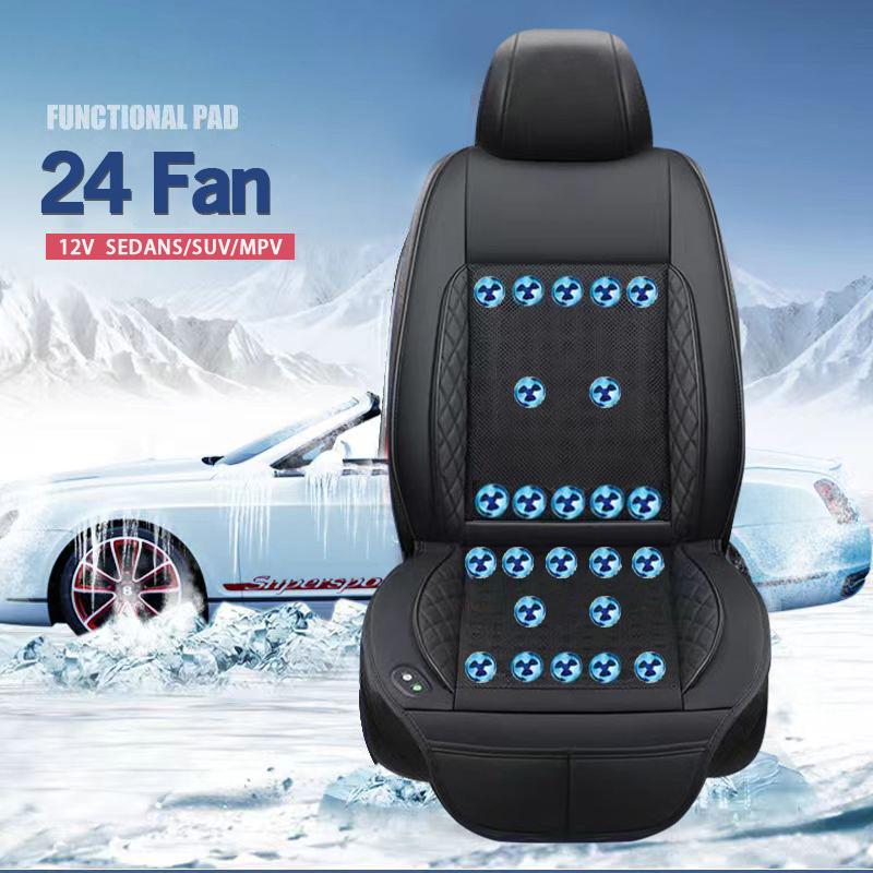 Cooling Car Seat Cushion DC 12V Car Summer Cool Air Seat Cover With 24 air outlets Universal Air Conditioned Massage Seat Cove
