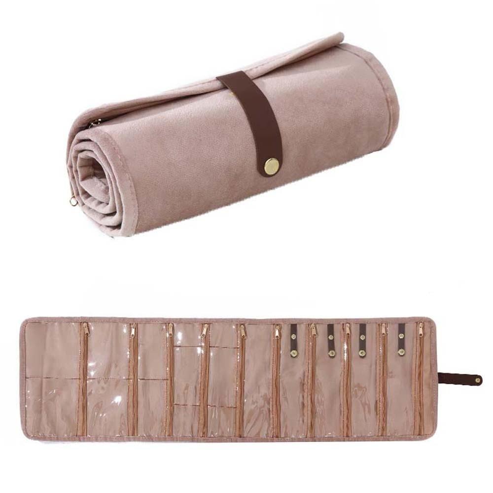 Kompakter Flanell Schmuckorganisator PVC Ringe Halsketten Aufbewahrungstasche Armbänder