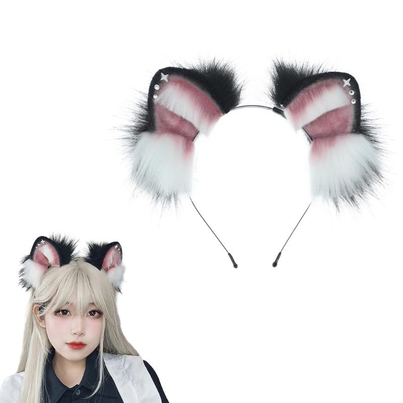 Soft and Comfortable Artificial Animal Ear Headbands Hairpiece for Women Halloween Cosplay Costume Accessory
