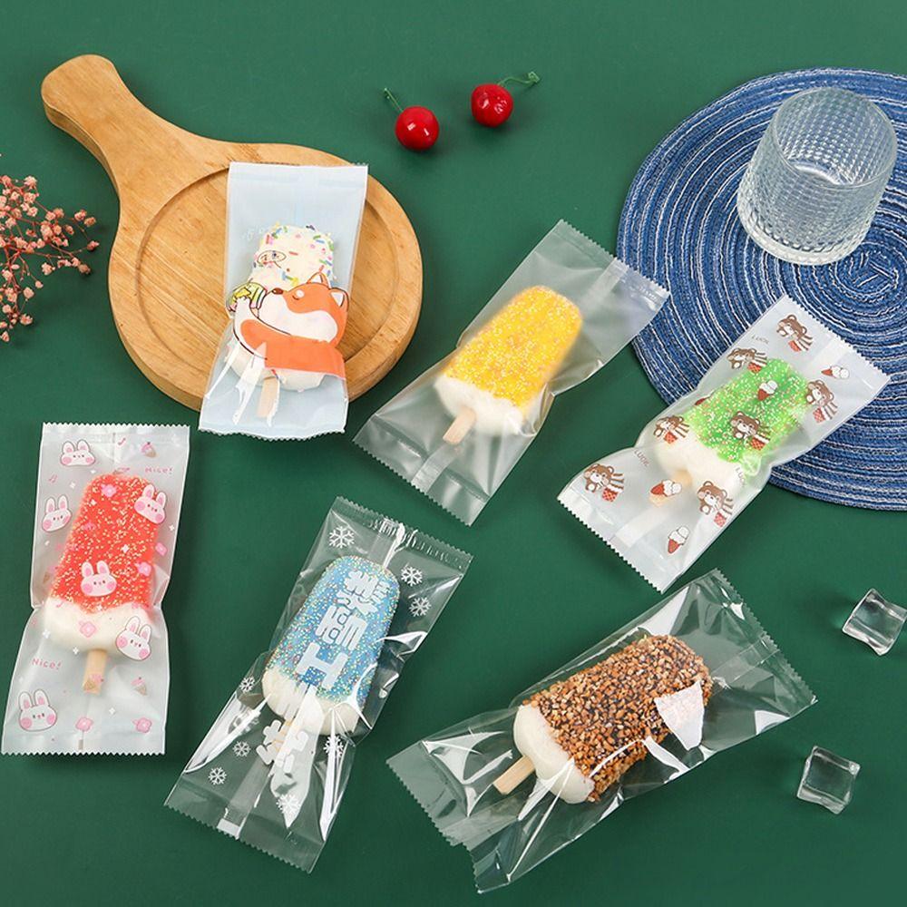Cute 100Pcs Packaging Bag Homemade DIY Ice Popsicle Bag Disposable Plastic Ice Cream Bags Ice Popsicle
