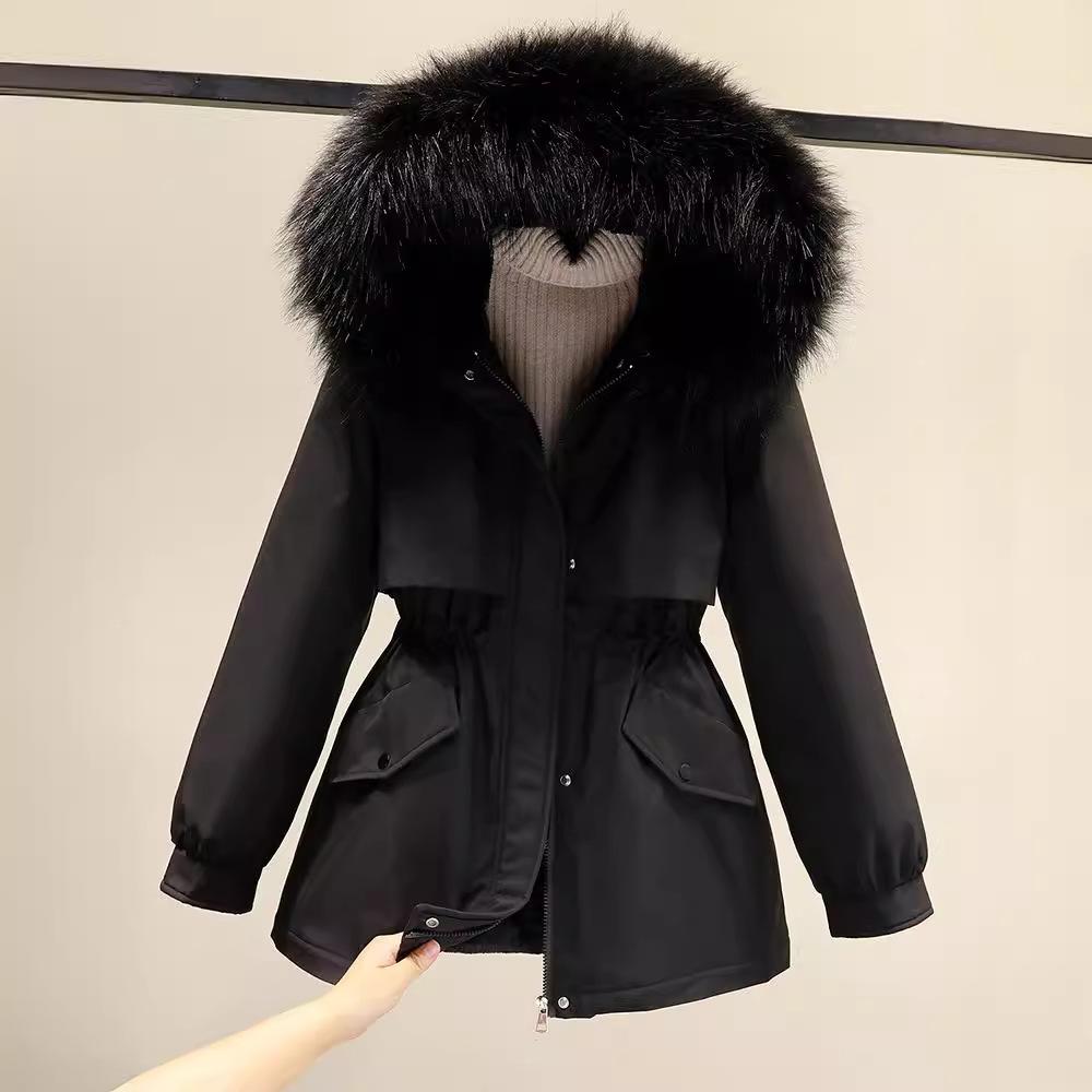 2023 winter new slim-fitting small Parker tooling cotton women's short fashion velvet thickened Parker cotton clothes