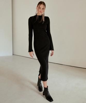 Etmont Layered Slim Long Dress Black