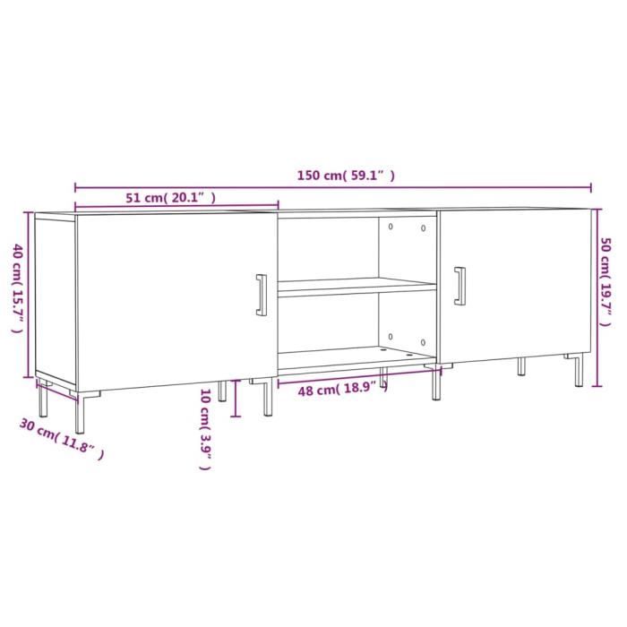VidaXL Meuble TV chêne fumé 150x30x50 cm bois d'ingénierie 829105