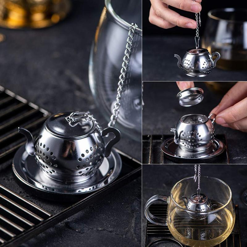 Te-infuser Rostfritt stål Te-sil Filter Söt Mini Tekanna Form Te-boll Infuser Löst Blad Kryddväxt Diffusor Te-tillbehör