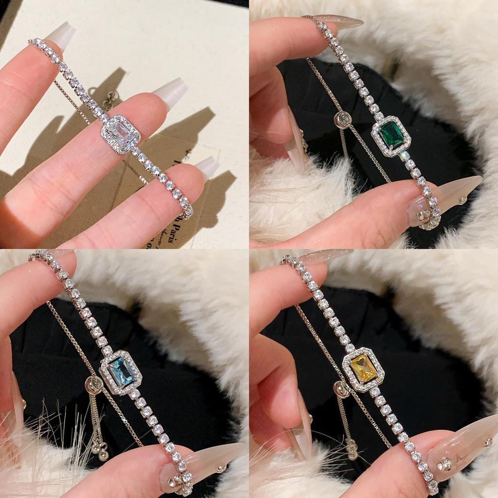 Geometric Zircon Square Adjustable Bracelet For Womens Fashion And Giftgiving