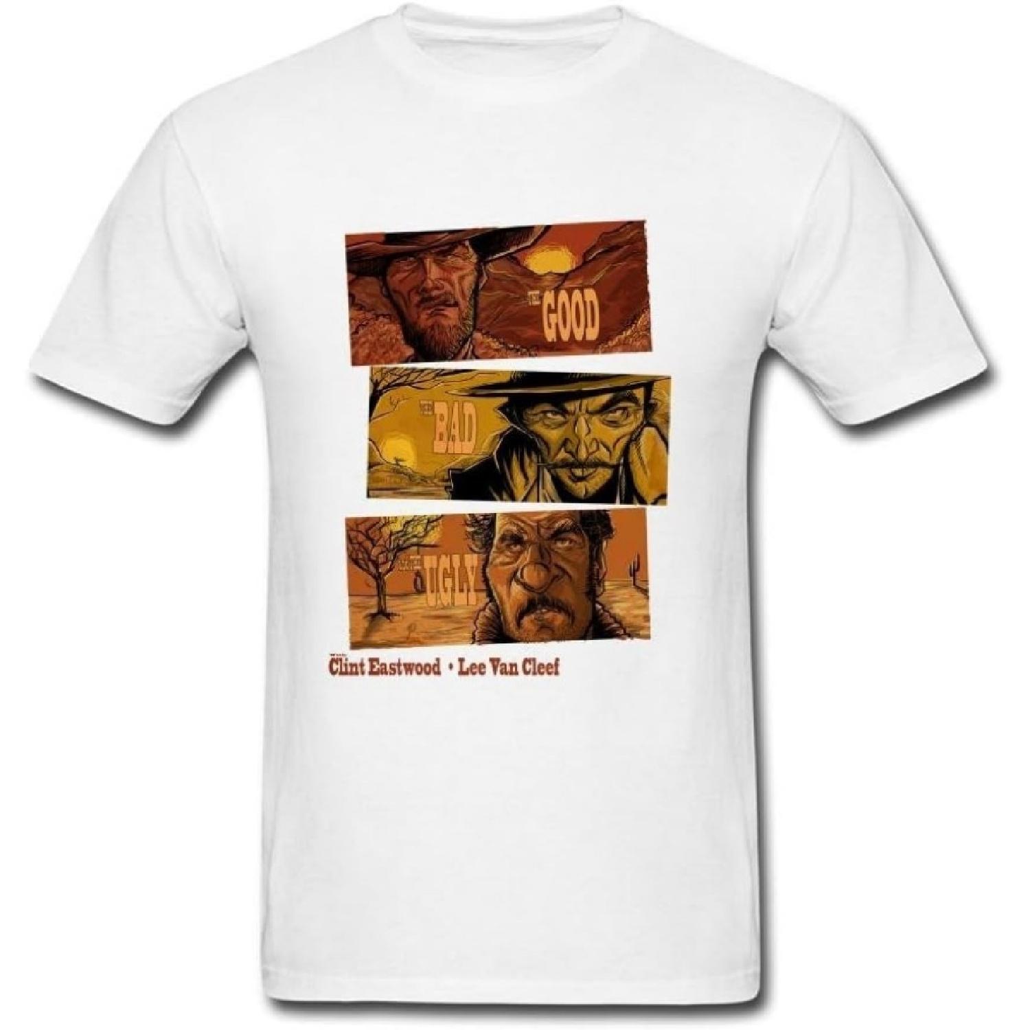 JuDian The Good Bad And Ugly Poster T Shirt For Men XXXXXL белый