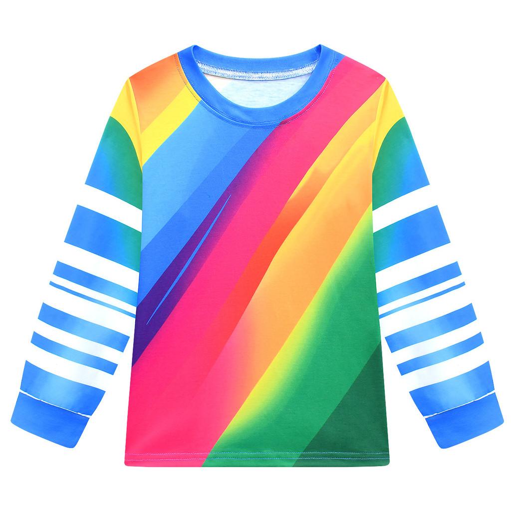 19759 Kinderen Jongens Meisjes Regenboog Roblox Bedrukt Lange Mouwen Ronde Hals T-shirt Broek Trainingsbroek Sets