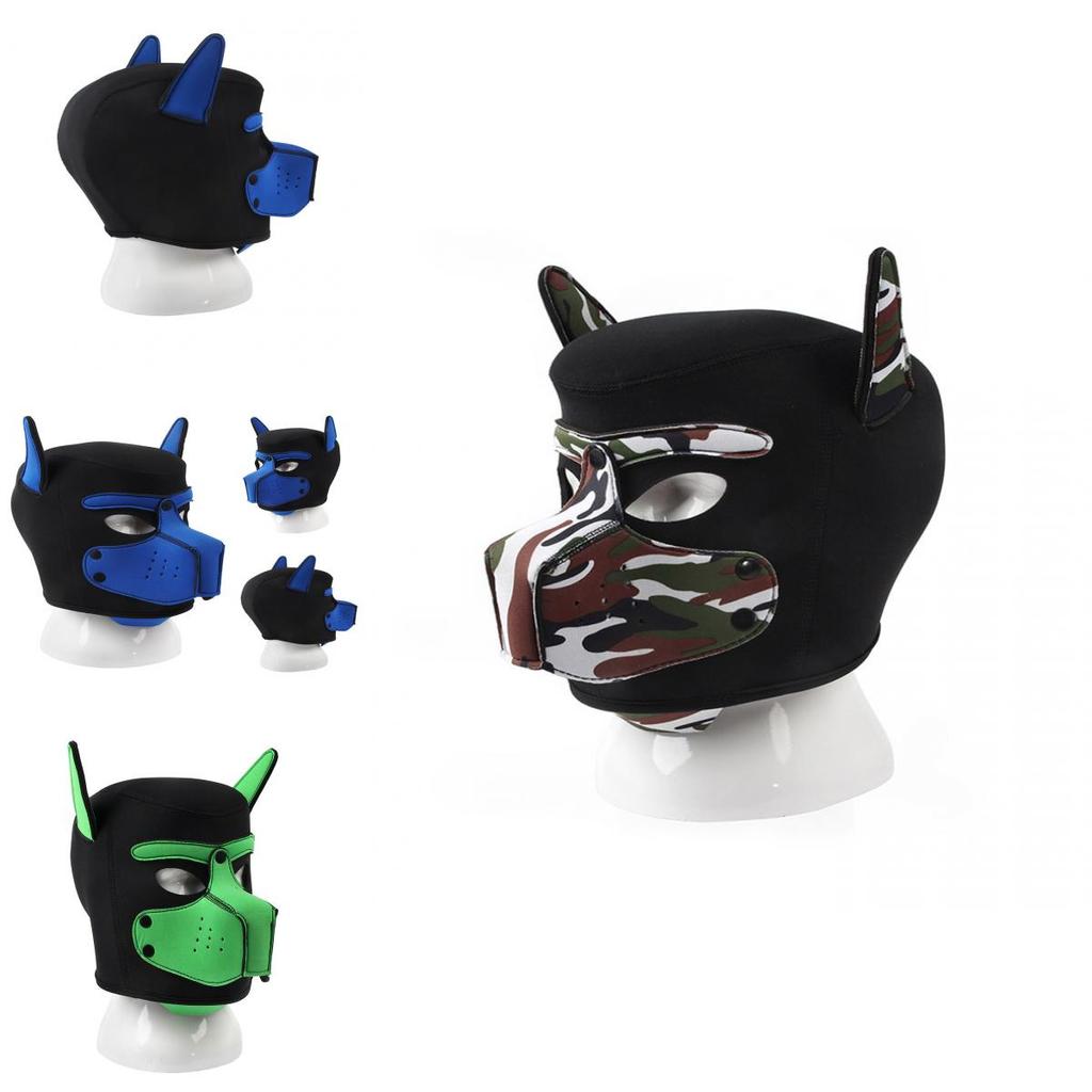 Neue Fetisch-Hundekopfmaske für Erwachsene für verbesserte Rollenspielerlebnisse in schwarzen und farbenfrohen Varianten