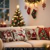 Christmas Pillowcase: Reindeer, Snowman, Santa Claus and Christmas Tree Pattern New Year Home Decoration 2d Flat Printing