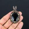 Black Onyx Gemstone Pure Copper Wire Wrapped Handmade Jewelry Pendant For Gift
