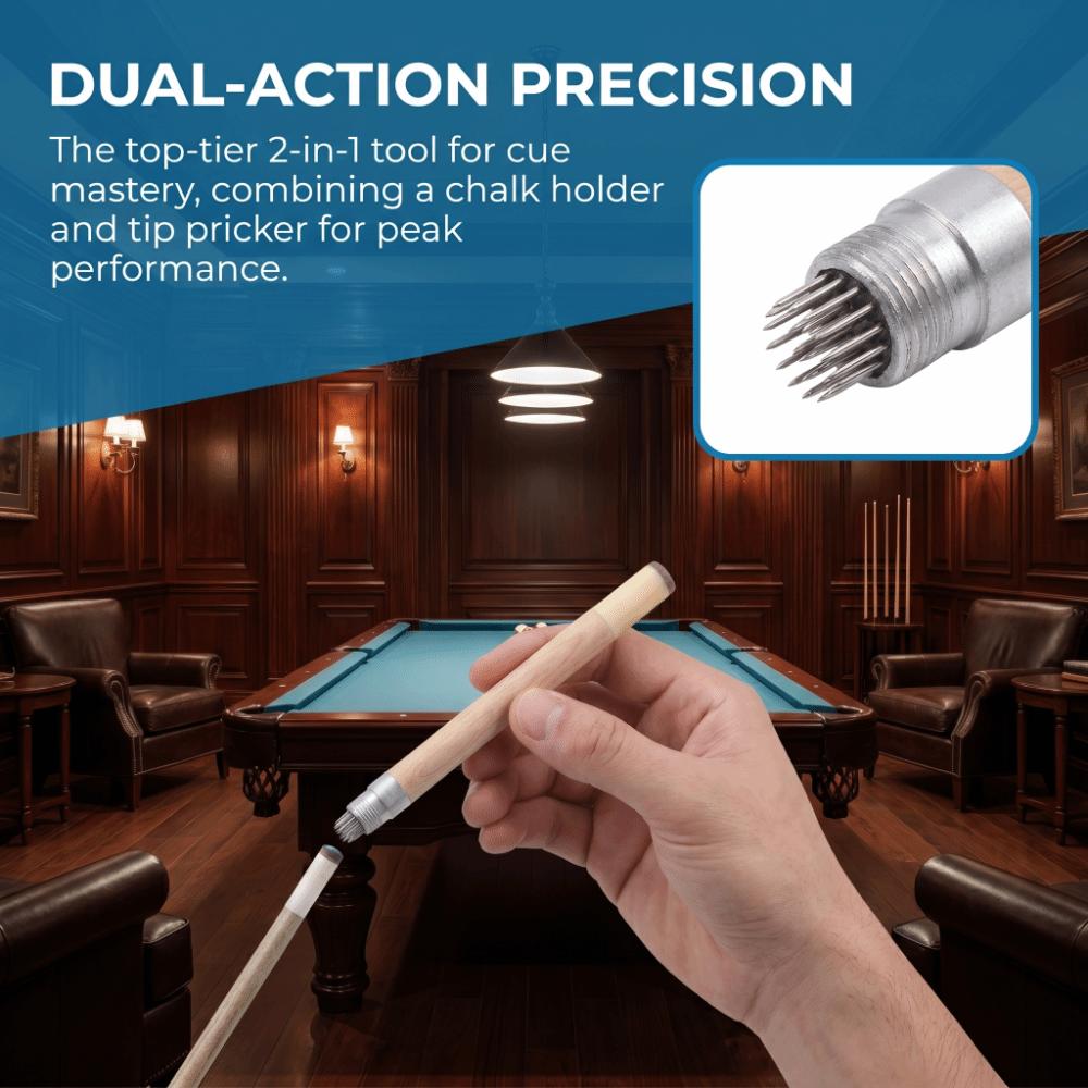 2pcs Cap with Chain Cue Tip Pricker Wood Grain Handle Snooker Accessory Billiard Cue Care
