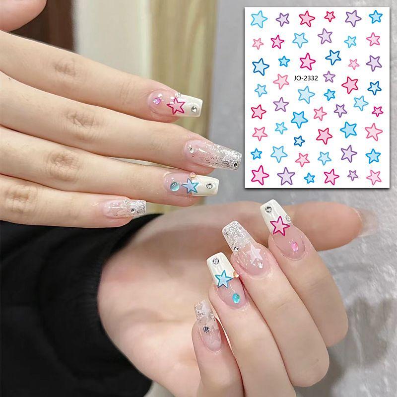 

Color XINGX Nail Art Stickers Xiaohongshu Internet Celebrity Five-Pointed Star Red Blue Cut Out White Eight-Pointed Stars Nail Sticker 2332# Popular leaflet