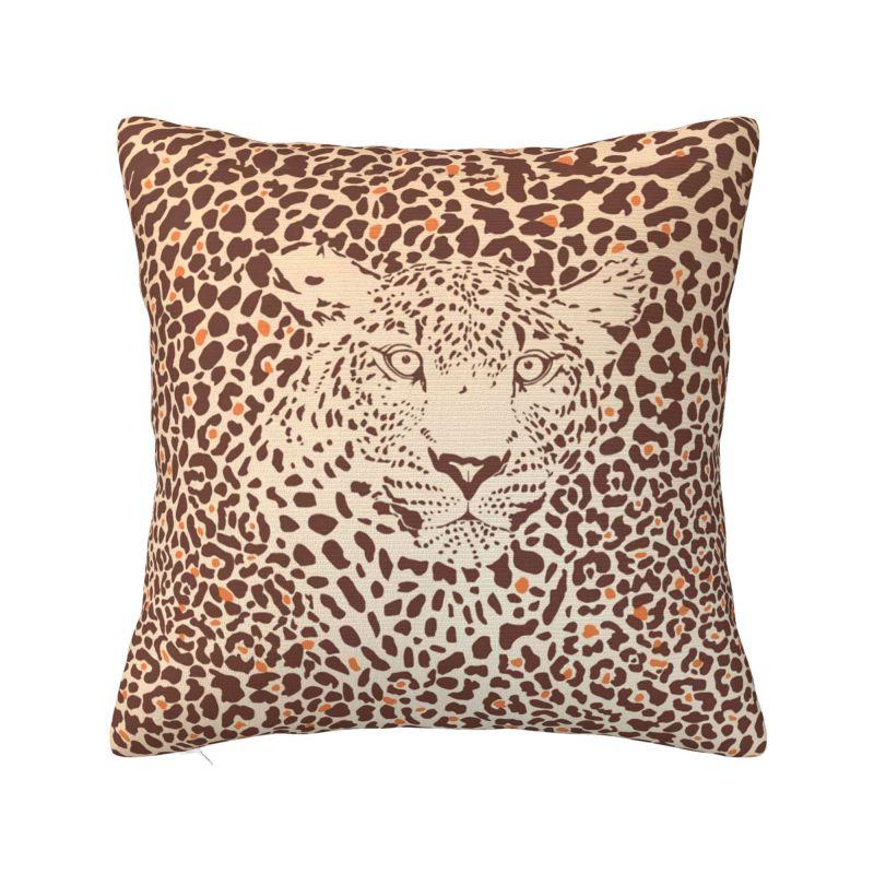 Fluffy Leopard Skin Leather Texture Sofa Cushion Cover Polyester Tropical Wild Animal Throw Pillow Case Bedroom Decoration