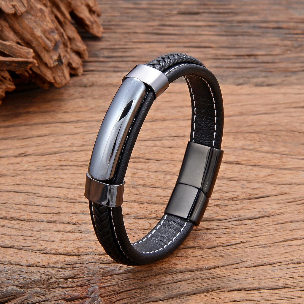 Natural Hematite Pink Crystal Tiger Eye Stone Bracelets Men's Jewelry Braided Leather Handmade Male Bangles New In