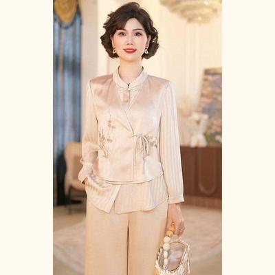 JIANHU Set Camicia e Pantaloni Autunnali Stile Cinese da Donna