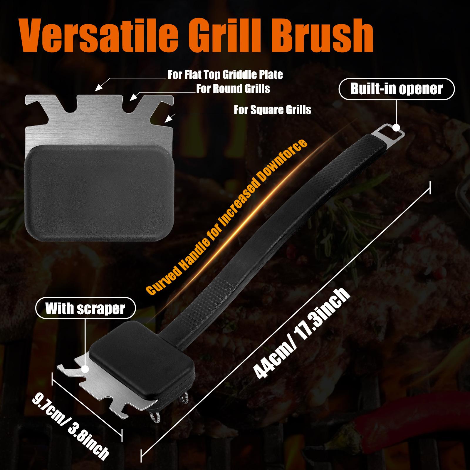 Cross-border grill cleaning brush 304 stainless steel wire exposed brush head grill grill cleaning brush