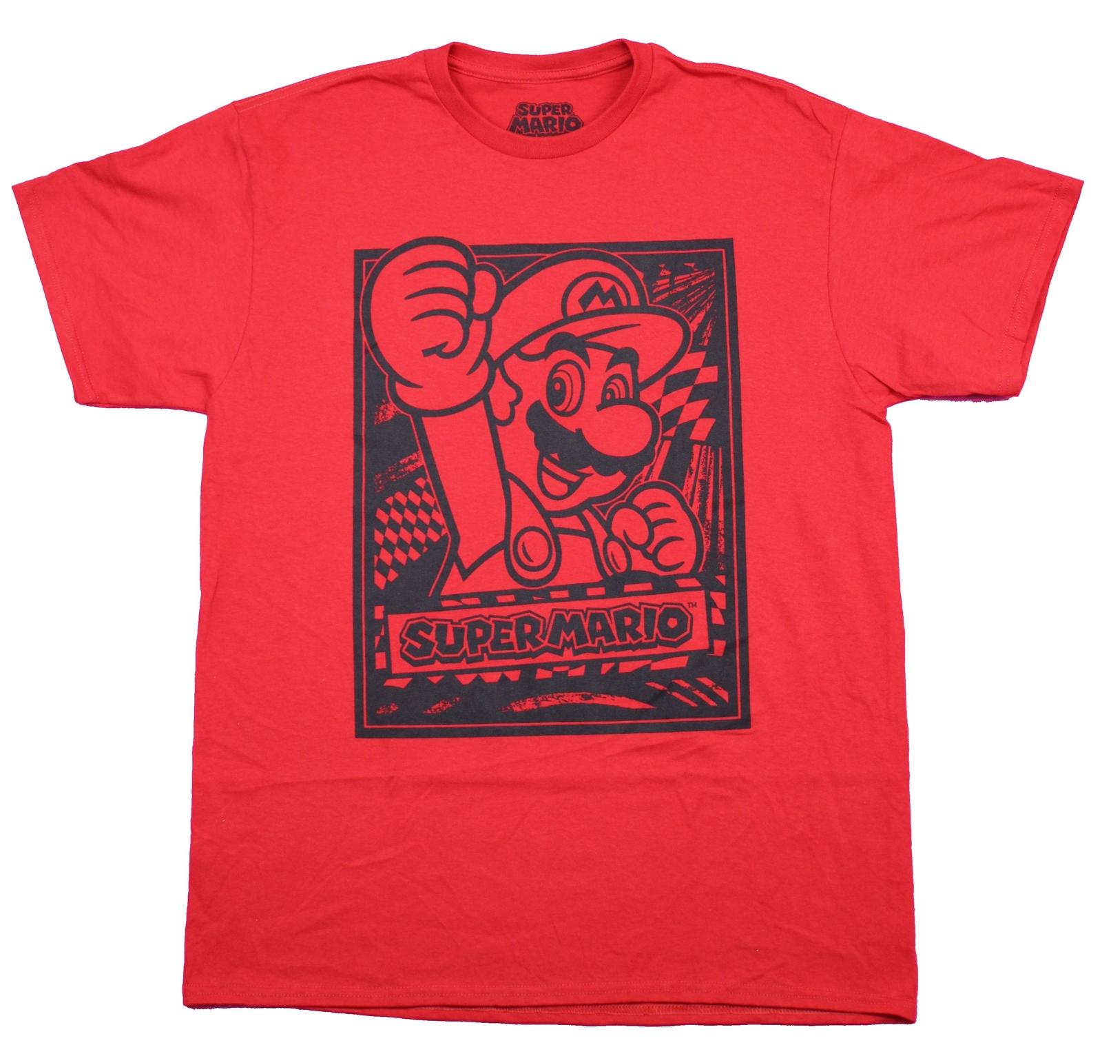 Super Mario Brothers Adult New T-Shirt - Mario Black Woodcut Style Pic M