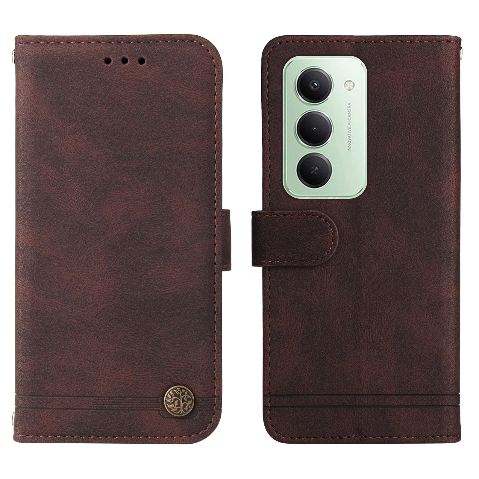 

Для Xiaomi Redmi 15 5G Кожаные чехлы-кошельки Чехол для телефона с тактильным покрытием Подставка с ремешком Brown