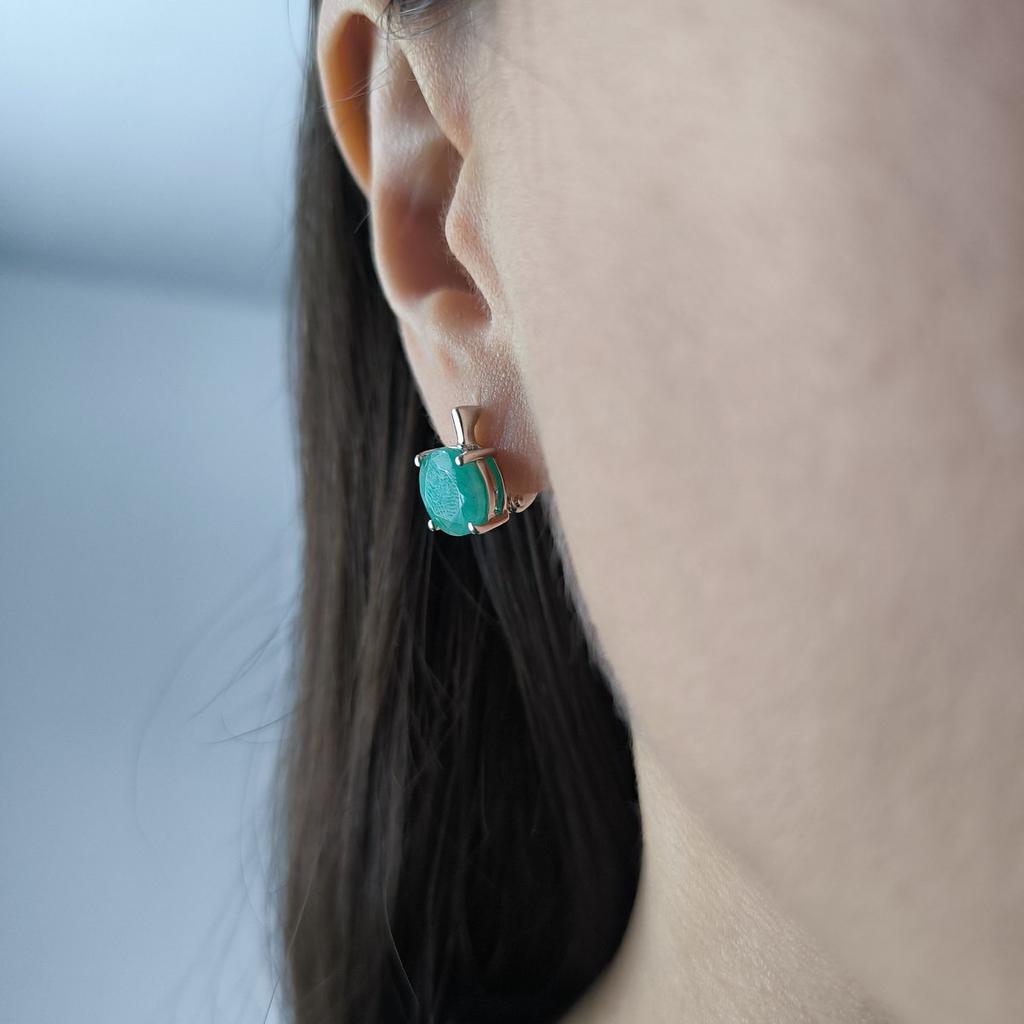 Stříbrné náušnice s přírodním smaragdem 4,525ct (2206330)