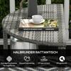 Balcony Table, Half-Round, Poly Rattan+Metal, 100x50x74 Cm, Grey