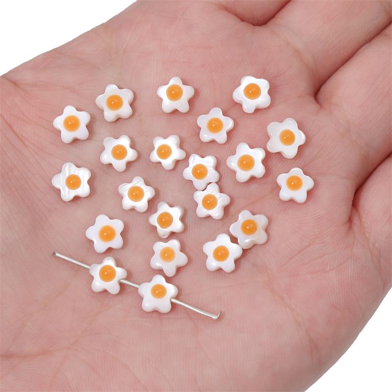 

Natural Freshwater Shells Flowers Single-Sided Egg Yolks Beads For DIY Necklace Bracelet Earrings Jewelry Making 6mm 5pcs