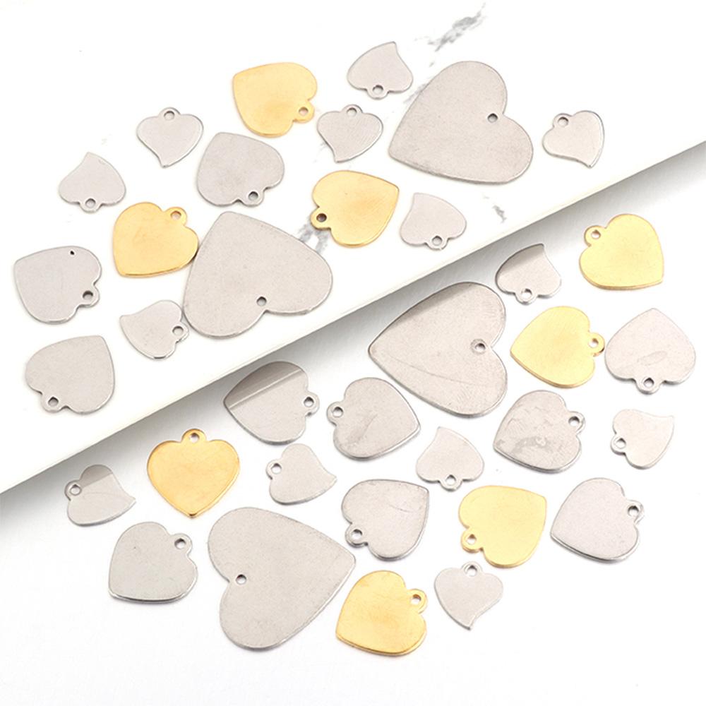 LOULEUR 10pcs Stainless Steel Metal Heart Shape Connectors For Bracelets Pendants Blank Diy Charms Jewelry Makings Findings