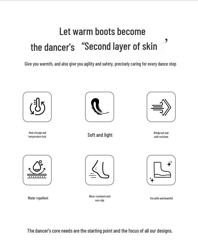 Women's Fleece Lined Ballet Warm-Up Boots - Autumn/Winter Practice Shoes for Dancers