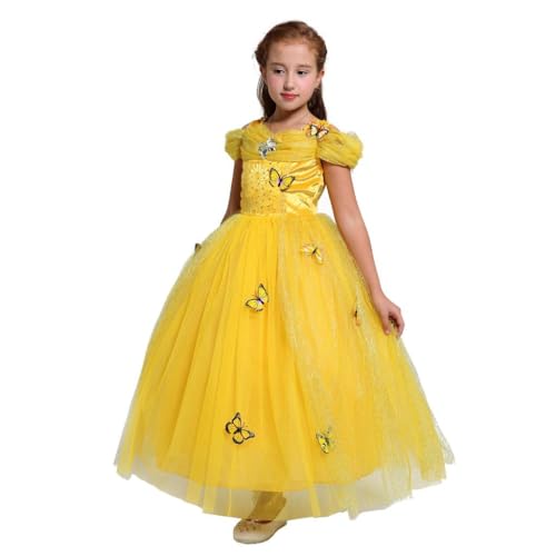 Dressy Daisy Girls' Princess Dress-Up Costume, Halloween and Christmas, Butterfly Decor, Children's Dress, Age 2, Yellow