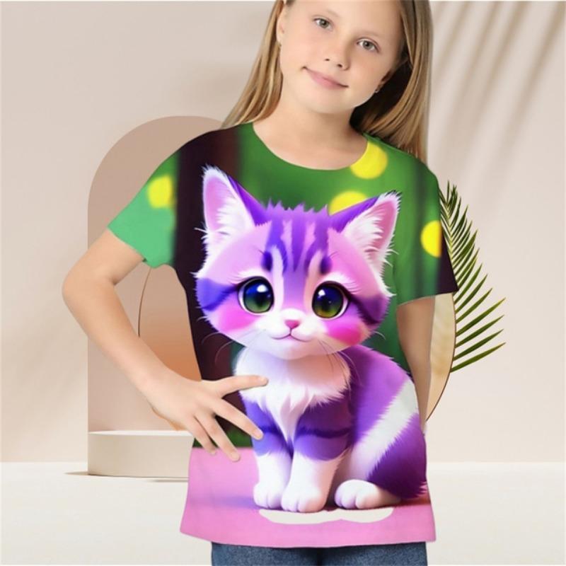 Summer New Casual Baby T-Shirts Cute Cartoon Animals 3d Print T Shirts Fashion Girl Clothes Short Sleeve Tees Girls Top