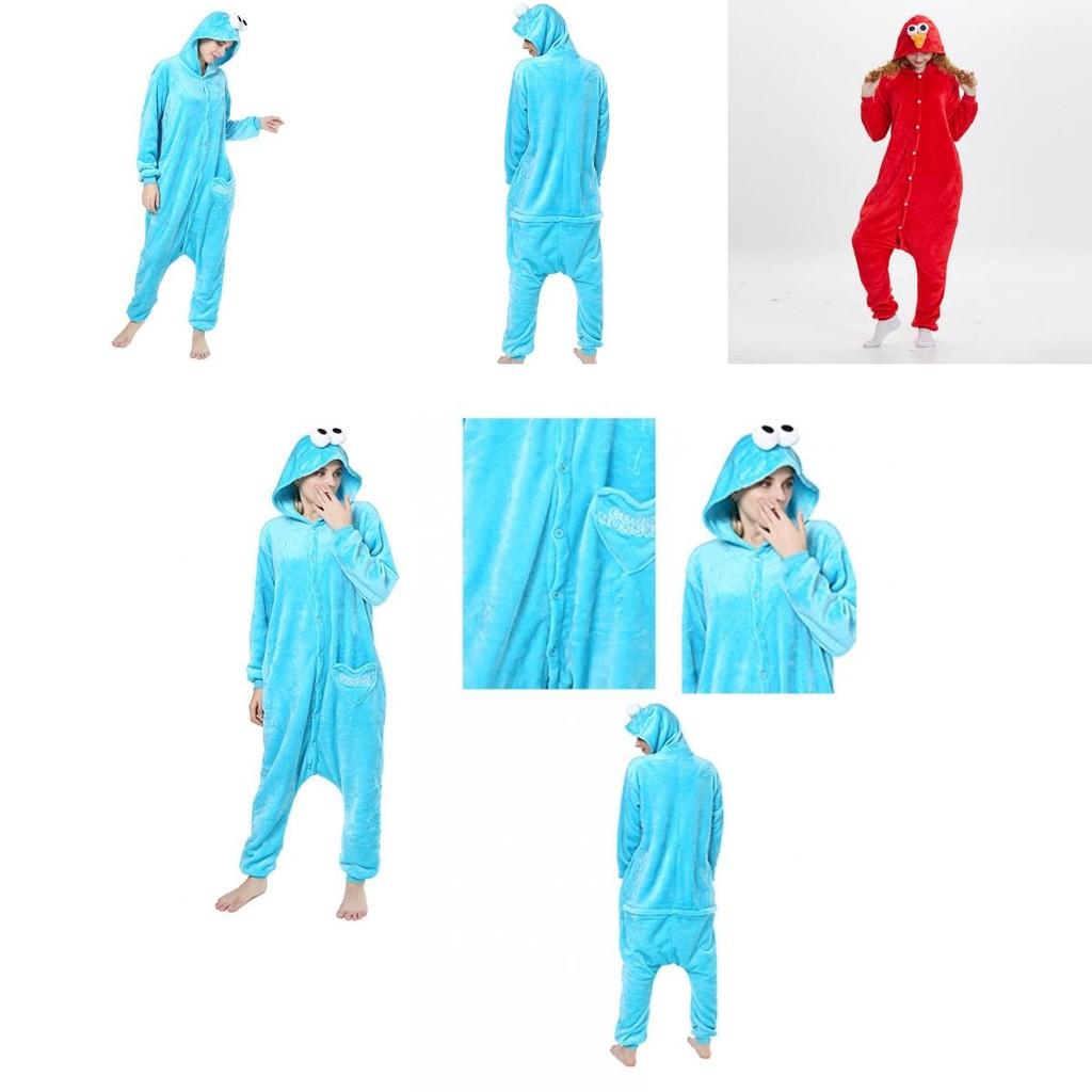 Cozy Adult Sesame Street Elmo Cookie Monster Costume Pajamas For Relaxing Sleepwear