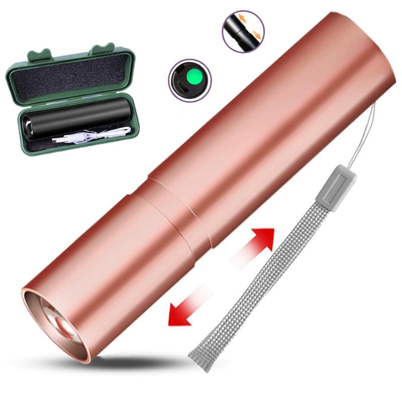 Zoom Super Powerful Flashlights Rechargeable High Power LED Flashlight Torch Mini 3 Light Mode Pocket Light Lamp Portable