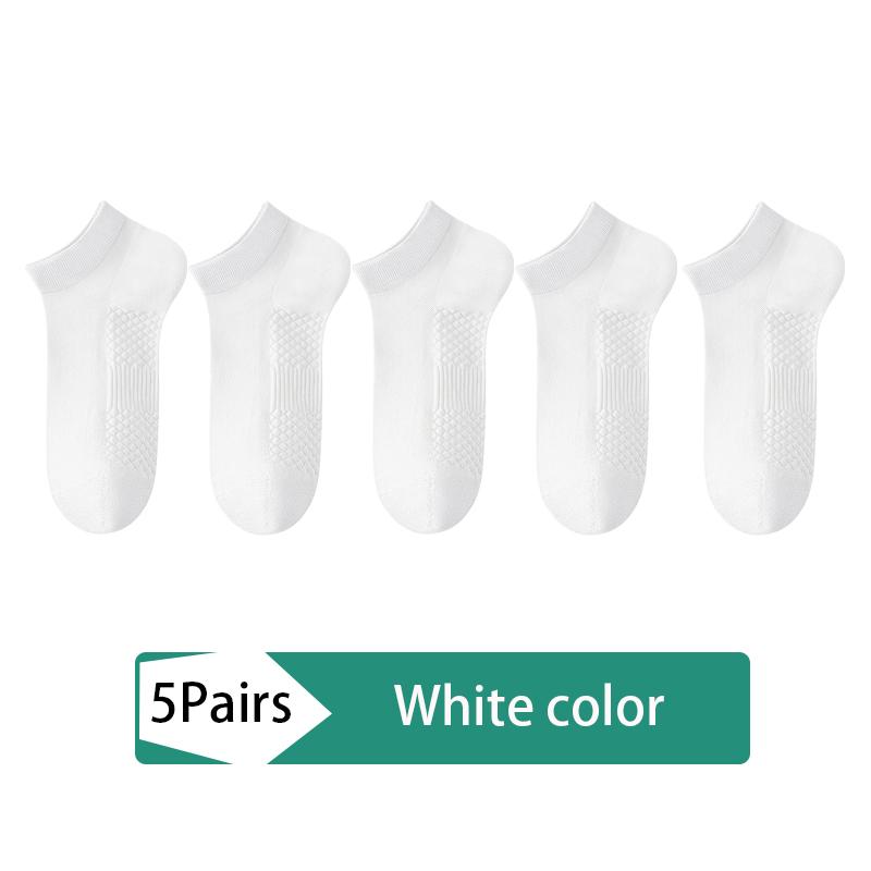 5Pairs Socks Men's cotton deodorant Antibacterial breathable casual black white business Short socks high quality size EU38-45