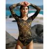 2026 Damen Langarm Rash Guard Badeanzug mit integriertem Polster UV-Schutz Einteiler Badeanzug Schwimmen Wassersport