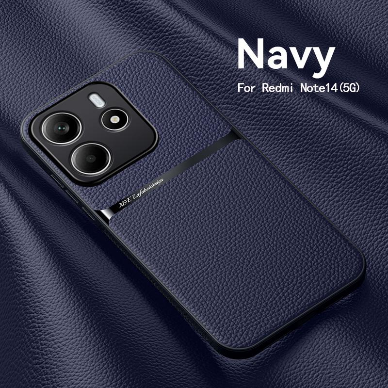 

For Xiaomi Redmi Note 14 Case Xiaomi Redmi Note 14 5G Global Cover Magnetic Car Holder Leather Phone Cover Xiaomi Redmi Note 14 Redmi Note 14 5G GWB тёмно-синий