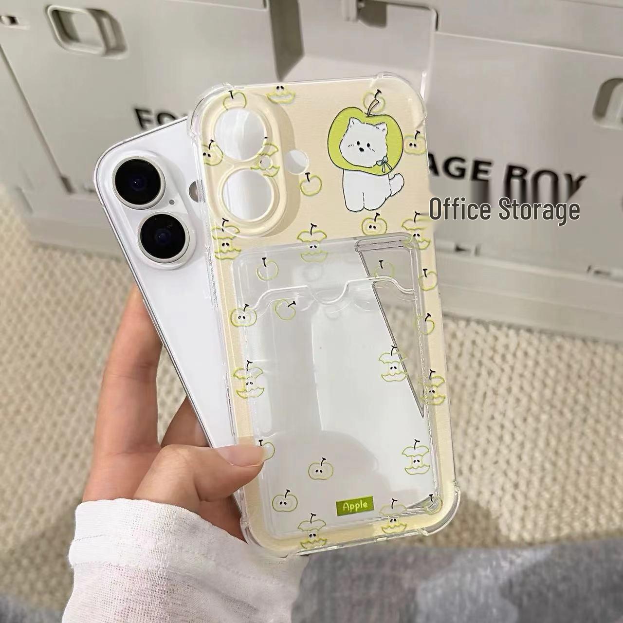 

Apple Puppy Headgear: Compatible Case for iPhone 17 Pro Max, 16 Pro, 14 with Card Holder, Creative Soft Design for 13, 12 iPhone 13 Mini